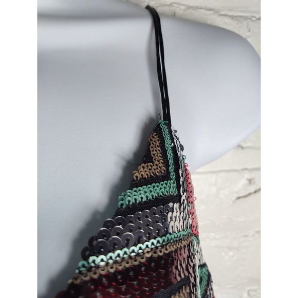 ZARA NYE SEQUIN BOHO SQUARE PATHWORK MINI DRESS - Picture 10 of 16